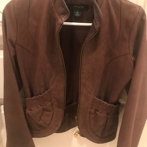 SOLD Leather brown Arden B jacket pockets S